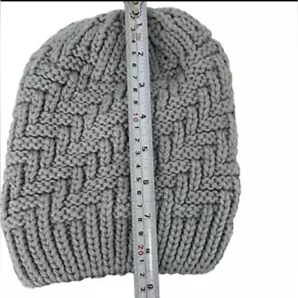 Women's Winter Hat-Scarf Thicken Lining Knitted Hat Neck Warmer Shawl Gray Solid - Picture 3 of 4